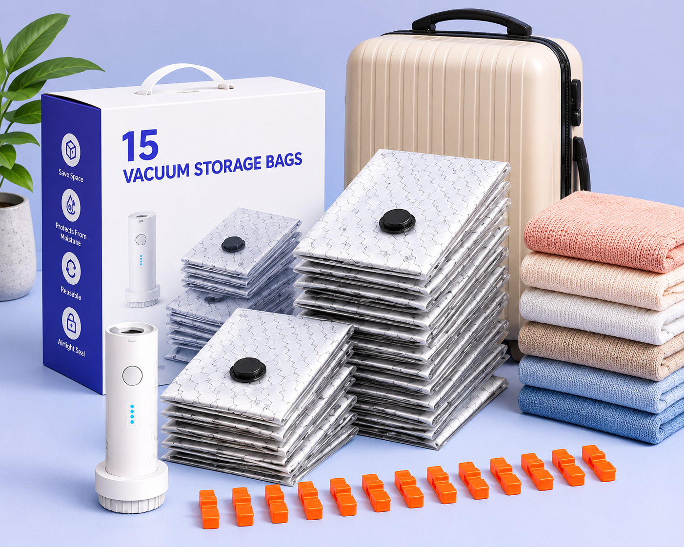 PackEase™ 15-Piece Vacuum Storage Set